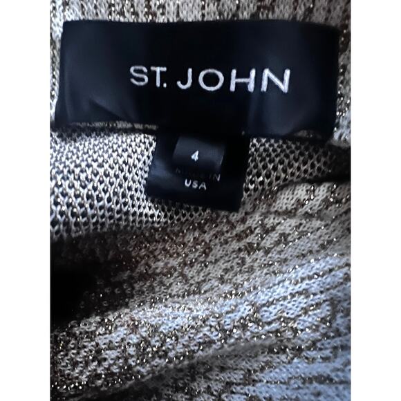 St. John Metallic Float Knit Button Up Vintage Crop Jacket Sz 4 Black Gold USA11 - Picture 7 of 8